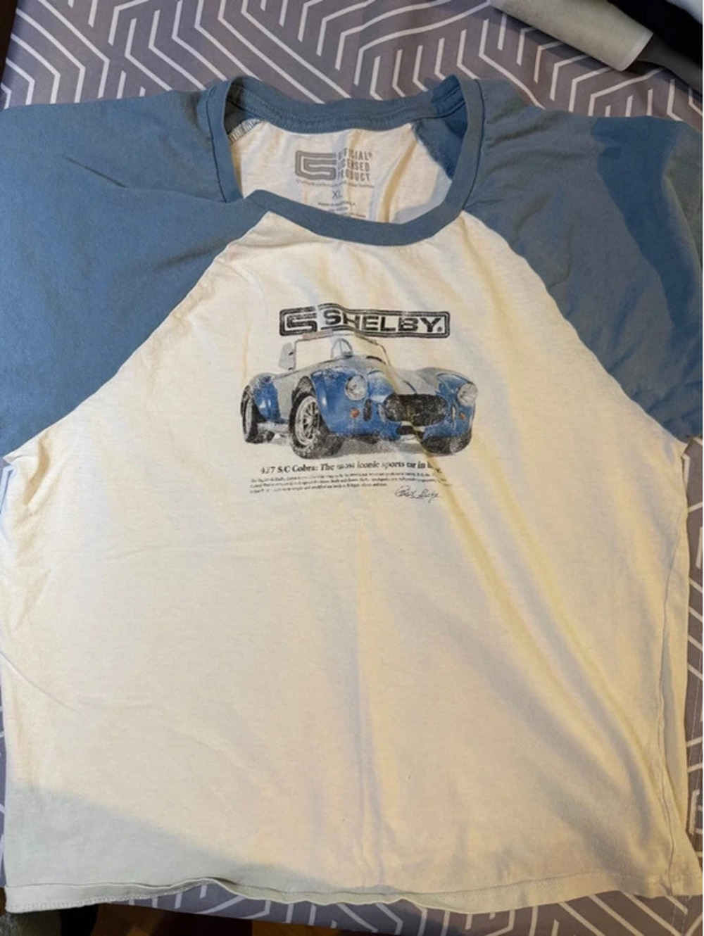 Shelby Cobra Kids XL Blue Raglan Graphic T-Shirt